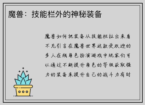 魔兽：技能栏外的神秘装备